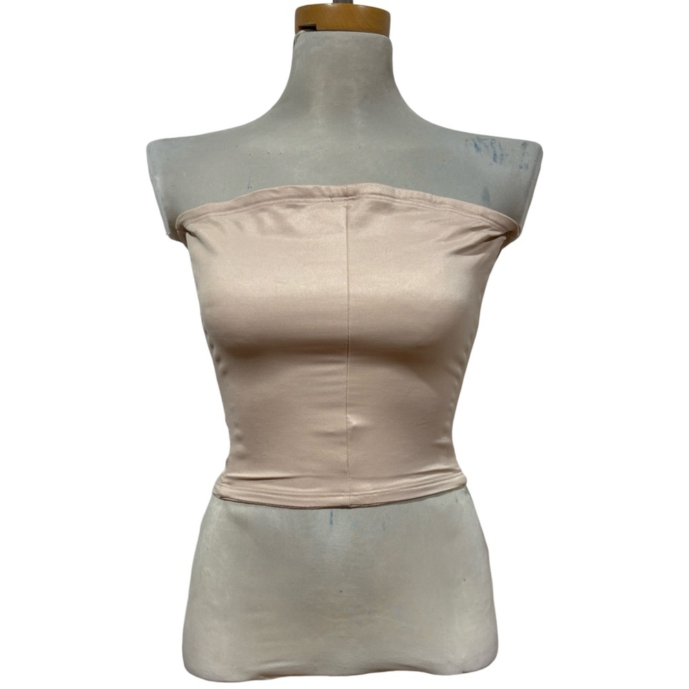 Nude Tan Beige Shapewear Strapless Pulloverer Sleek Corset Tube Top Medium Cupid